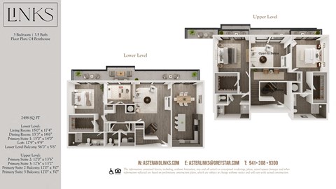 Floor plan for 4 beds, 3.5 baths, 2498 sqft